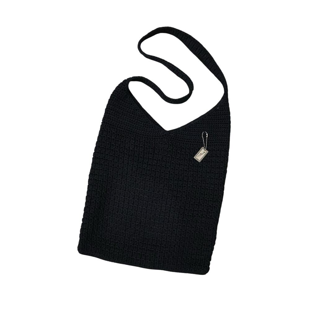 Vintage Jacqueline Ferrar Black Crochet Shoulder Purse Bag 90s Cocktail Party